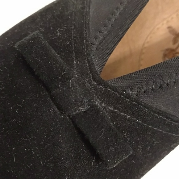 Black Comfort Pumps Suede Look Velveteen with Bows - Picture 7 of 8